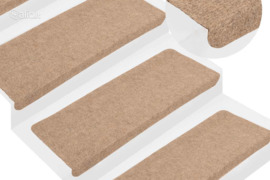 vidaXL Lipnūs laiptų kilimėliai, 15vnt., smėlio spalvos, 65x24,5x3,5cm