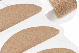 vidaXL Lipnūs laiptų kilimėliai, 15vnt., smėlio spalvos, 56x17x3 cm