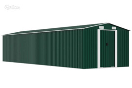 vidaXL Sodo pašiūrė, žalia, 257x990x181cm, galvanizuotas plienas