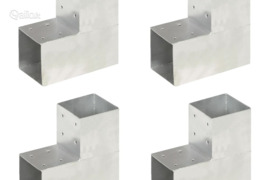 vidaXL Stulpų sujungimai, 4vnt., 101x101mm, metalas, L formos