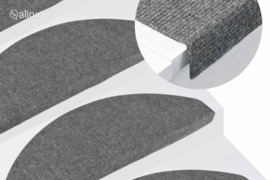 vidaXL Lipnūs laiptų kilimėliai, 15vnt., pilkos spalvos, 65x22,5x3,5cm