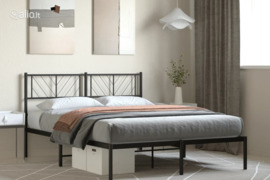 vidaXL Metalinis lovos rėmas su galvūgaliu, juodos spalvos, 160x200cm