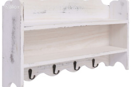 vidaXL Prie sienos montuojama kabykla, balta, 50x10x30cm, mediena
