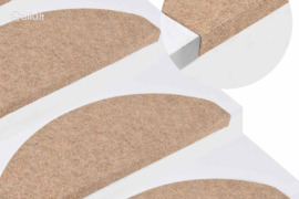 vidaXL Lipnūs laiptų kilimėliai, 15vnt., smėlio spalvos, 65x22,5x3,5cm