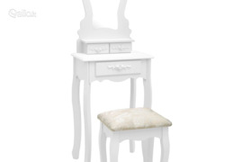 vidaXL Kosmetinio staliuko rinkinys, baltas, 50x59x136cm, paulovnija