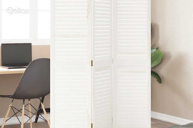 vidaXL Kambario pertvara, 3 segmentai, balta, paulovnijos masyvas