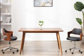 vidaXL Pasukama biuro kėdė, juoda, išlenkta mediena ir dirbtinė oda