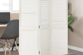 vidaXL Kambario pertvara, 3 segmentai, balta, paulovnijos masyvas