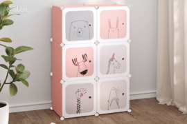 vidaXL Lentyna su 6 kubo formos skyriais vaikams, rožinės spalvos, PP