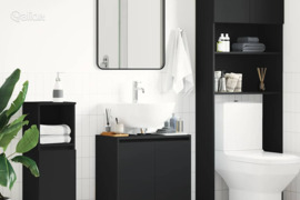 vidaXL Vonios kambario spintelė, juoda, 60x33x61cm, apdirbta mediena