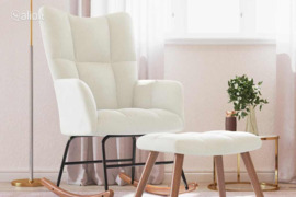 vidaXL Supama kėdė su pakoja, kreminės baltos spalvos, aksomas