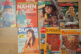 Parduodami žurnalai apie mezgimą.