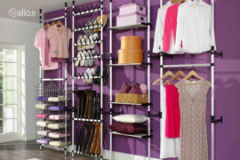 vidaXL Drabužių spintos sistema su strypais ir lentyna, aliuminis