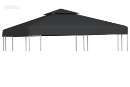 vidaXL Pakait. pavėsinės uždangalas, 310g/m², tams. pilkos sp., 3x3m