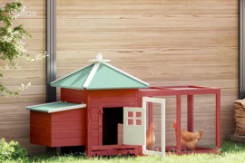 vidaXL Narvas viščiukams su lizdu, raudonas, 190x72x102cm, eglė