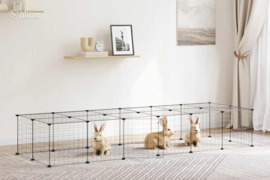 vidaXL Augintinių narvas, 28 segmentai, juodas, 35x35cm, plienas