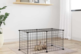 vidaXL Augintinių narvas, 8 segmentai, juodas, 35x35cm, plienas