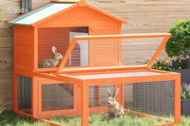 vidaXL Narvas gyvūnams, triušiams, su išoriniu aptvaru, medinis