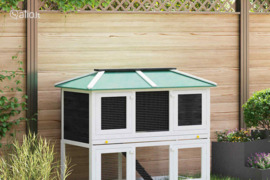 vidaXL Narvas triušiams, dviejų aukštų, medinis