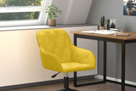 vidaXL Pasukama biuro kėdė, geltonos spalvos, aksomas