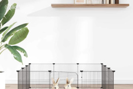 vidaXL 12 dalių augintinių narvas su durelėmis, juodas, 35x35 cm, plienas