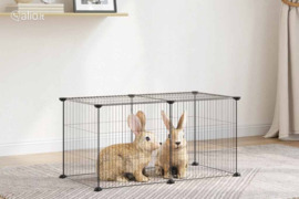 vidaXL Augintinių narvas, 8 segmentai, juodas, 35x35cm, plienas