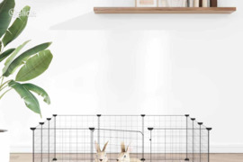 vidaXL 12 dalių augintinių narvas su durelėmis, juodas, 35x35 cm, plienas