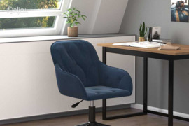 vidaXL Pasukama biuro kėdė, mėlynos spalvos, aksomas