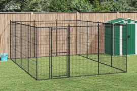 vidaXL Lauko voljeras šunims, plienas, 14,52m²