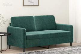 vidaXL Dvivietė sofa, tamsiai žalios spalvos, 140cm, aksomas