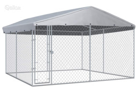vidaXL Lauko voljeras šunims su stogu, 382x382x225cm