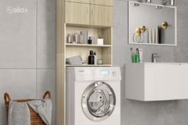 vidaXL Skalbimo mašinos spintelė, ąžuolo, 64x25,5x190cm, mediena