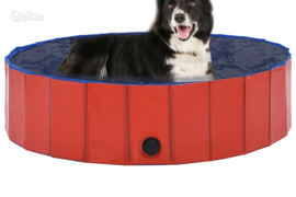 vidaXL Sulankstomas baseinas šunims, raudonos spalvos, 120x30cm, PVC