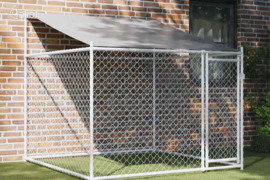 vidaXL Narvas šunims su stogu ir durimis, pilkas, 2x2x2m, plienas