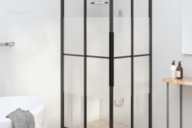 vidaXL Dušo kabina, juoda, 80x70x180cm, ESG, pusiau matinė