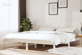 vidaXL Lovos rėmas, baltas, 160x200cm, pušies medienos masyvas