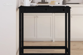 vidaXL Baro stalas, juodas, 100x50x110cm, pušies medienos masyvas