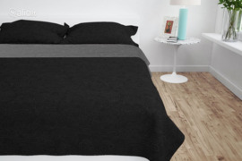 vidaXL Dvipusė dygsniuota antklodė, 220x240cm, pilka ir juoda