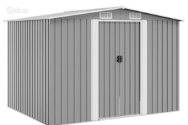 vidaXL Sodo sandėliukas, pilkas, metalas, 257x205x178 cm