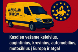 Keleivių*gyvūnų*siuntų*krovinių*motociklų*automobilių vežimas į Europą ir atgal
