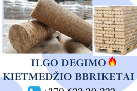 Cilindriniai briketai. Ilgesnio degimo