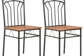 vidaXL Valgomojo kėdės, 2 vnt., rudos spalvos, MDF