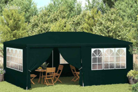 vidaXL Proginė palapinė su šoninėmis sienomis, žalia, 4x6m, 90g/m²