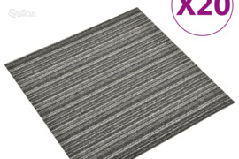 vidaXL Kiliminės plytelės, 20vnt., antracito, 50x50cm, 5m², dryžuotos