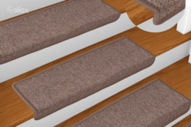 vidaXL Laiptų kilimėliai, 15 vnt., 65x21x4 cm, rudi, stačiakampiai kraštai