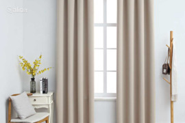 vidaXL Naktinės užuolaidos su žiedais, 2vnt., smėlio, 140x245cm