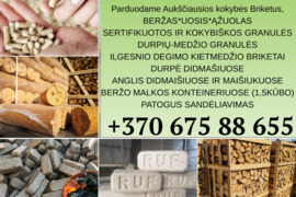 Granulės* Briketai *Anglis* Durpė