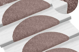 vidaXL Laiptų kilimėliai, lipnūs, 15 vnt., 65x21x4 cm, šviesiai rudos spalvos, pusapvaliai, dideli