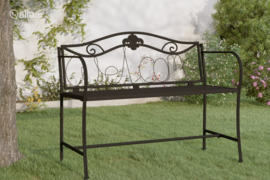 vidaXL Dvivietis sodo suoliukas, juodos spalvos, 104cm, plienas