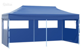 vidaXL Sulankstoma palapinė su 4 sienomis, mėlyna, 3x6m, plienas